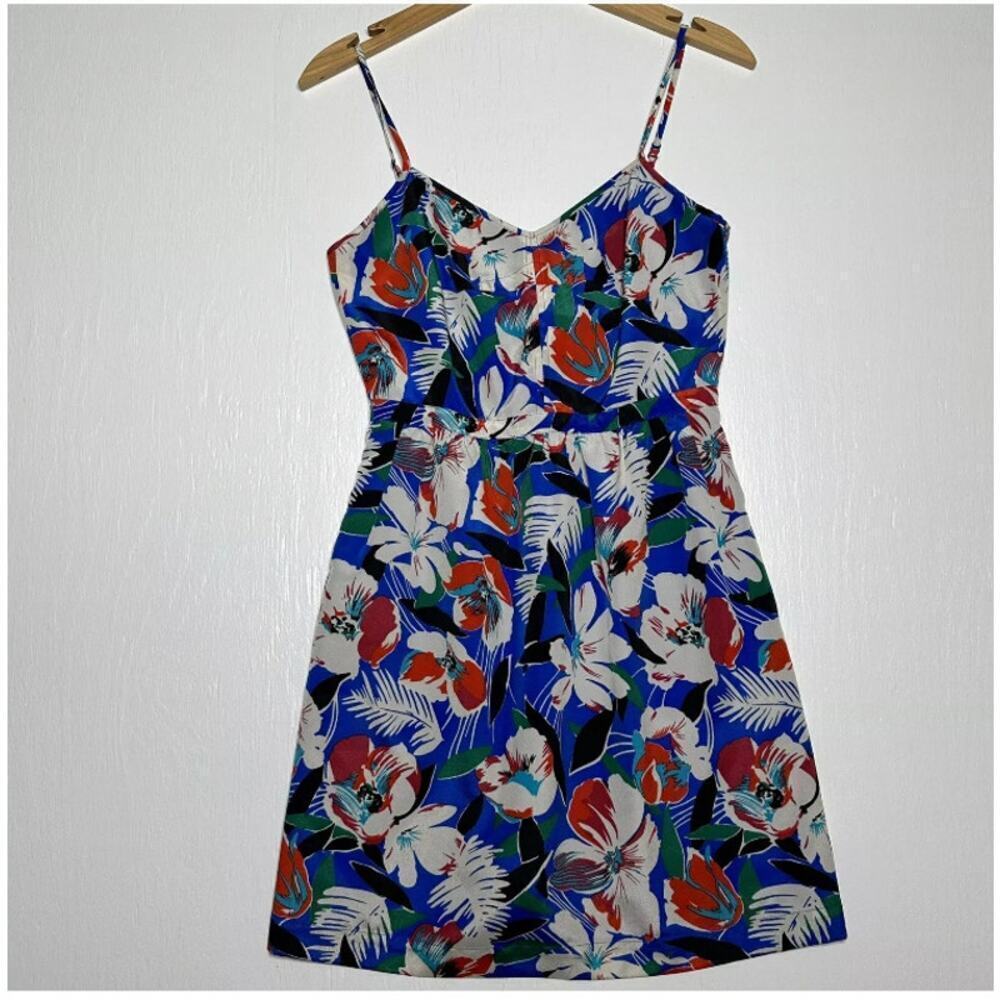 J. Crew Sun Dress Women's Size 2 Sleeveless Floral Mini Lined V Neck